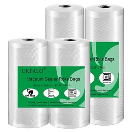 UKPALO Vacuum Film Bag Rolls for Food Vacuum Packaging, 2 Pack 20 cm x 5 m and 2 Pack 28 cm x 5 m Vacuum Rolls, BPA-Free, Ideal for Vac Seal Storage and Sous Vide Cooking