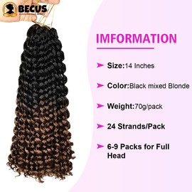 BECUS 3 Packs Gogo Curl Crochet Braids Hair Extensions for Black Women Jamaican Bounce Crochet Hair Curl Crochet Synthetic Hair Extensions 24 Root/Pack(14" #1B/30)