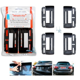 Kennzeichenhalter Kennzeichenträger Simple Fix Rahmenlos für Auto Satz 2 Stück leicht zu montieren 52,5cm x 13cm und kurze Kennzeichen 30,5cm x 11,5cm