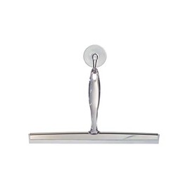 iDesign Zia Metal and Plastic Bathroom Squeegee for Shower, Glass Doors, Floors, Mirrors, with Suction Hook Holder , 12 Inches, Clear and Stainless Steel