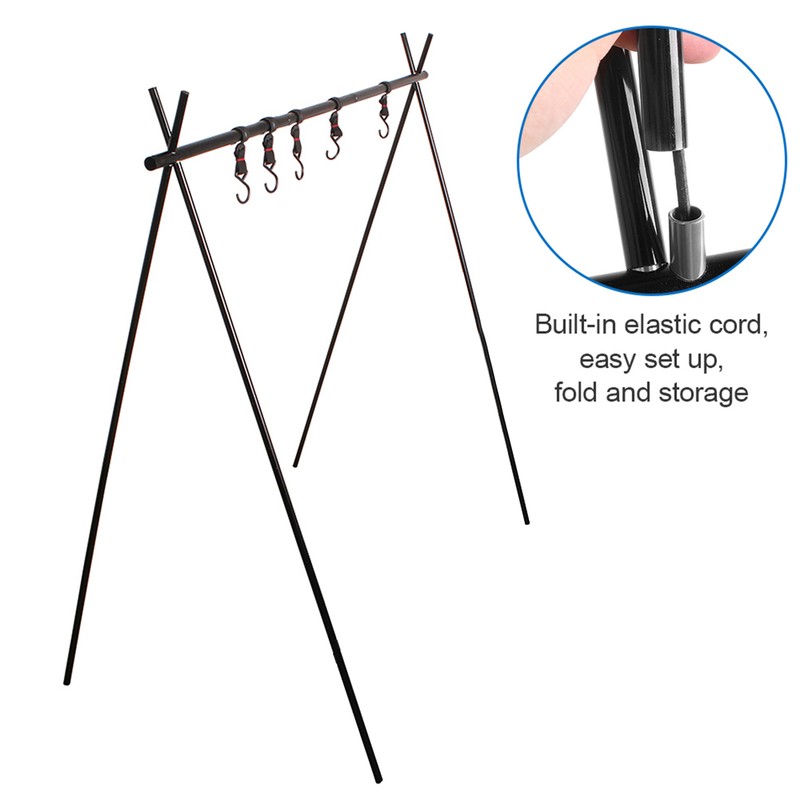 Outdoor Cookware Hanging Rack Triangular Pot Pan Camping Light Tools