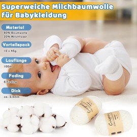 Coopay Wool for Crochet, 450 g (10 x 45 g) Soft Crochet Yarn, 5 Faiding Wool for Knitting, Baby Wool for Crochet for Beginners, Super Soft Crochet Yarn, Baby Wool for Crochet and Knitting Project