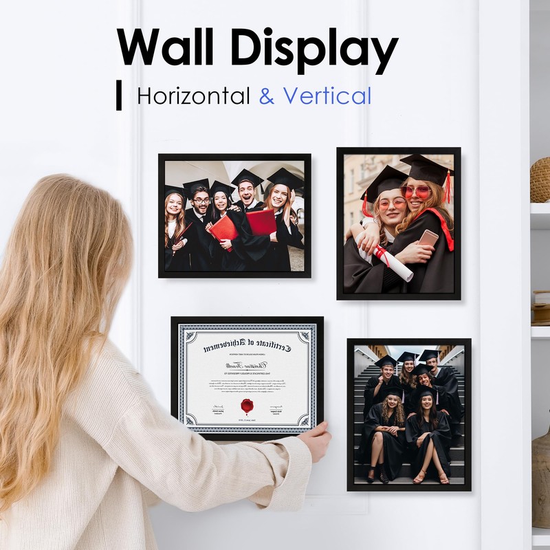 FIXSMITH 8.5x11 Diploma Frame, Black Picture Frame with Clear Plexiglass,