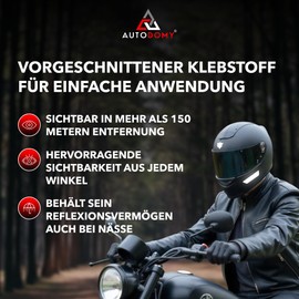 Autodomy Reflective Stickers for Motorcycle Helmet, Pack of 9, Reflectors Helmet, Weatherproof & UV Resistant, Helmet Reflector Sticker, France Racing Design (Black Reflective)