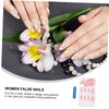 Mikinona 24pcs Striped Press Nails for Women Removable False Nail