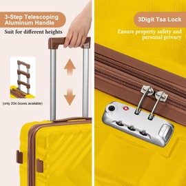 Rosamo 5 piece Luggage Set Expandable Suitcase 22x14x9 Airline Approved Carry on, ABS Hard Case Suitcases with Spinner Wheels, TSA Lock, Durable Waterproof Travel Set (Yellow)