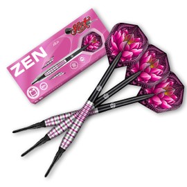 Shot! Zen Zuji Soft Tip Dart Set 80% Tungsten Pro Throwing Darts Soft Tip Set, Professional – Made in New Zealand – Designed Dart Flights for Women & Men – Plastic Tip Bar Darts for Adults