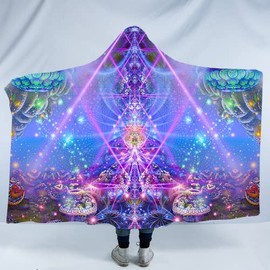 Party Festival Visionary Psychedelic Hooded Blanket | Meditation | Yoga | Hooded Sherpa Blanket | Festival Outfit | Ceremony Poncho | Gates of Atlantis