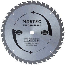 MASTEC 10 Inch Carbide-Tipped Professional Woodworking Saw Blade with 40T ATB Anti Kickback Tooth for Miter Saw and Table Saw and 5/8-Inch Arbor