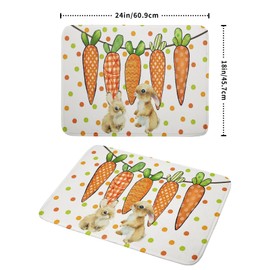 Easter Dish Drying Pad 18 x 24 Inch with Absorbent Reversible Microfiber Bunny Rabbit Carrot Polka Dots Drying Mats Dish Drainer Mat Fast Dry For Spring Kitchen Counter Dining Room Decoration