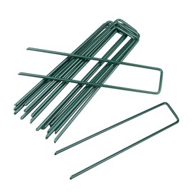 10 Pack Galvanized Landscape Staples, 6 Inch U-Shaped Garden Stakes, Metal Tent Stakes, Ground Stakes for Outdoor Decor Landscaping Securing Weed Barrier Fabric, Green