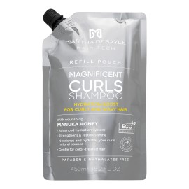 MARTHA DEBYALE HAIR TECH Magnificent Curls Shampoo Pouch. Chinos, con Miel de Manuka, 450 ml.