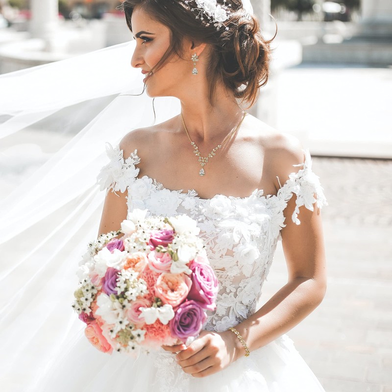 EleQueen Wedding Bridal Jewelry Set for Brides Bridesmaids, 14K Gold