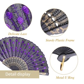QIRMIZI 10 Pack Fabric Folding Handheld Fans, Perfect for Weddings, Parties, and Dancing,Purple