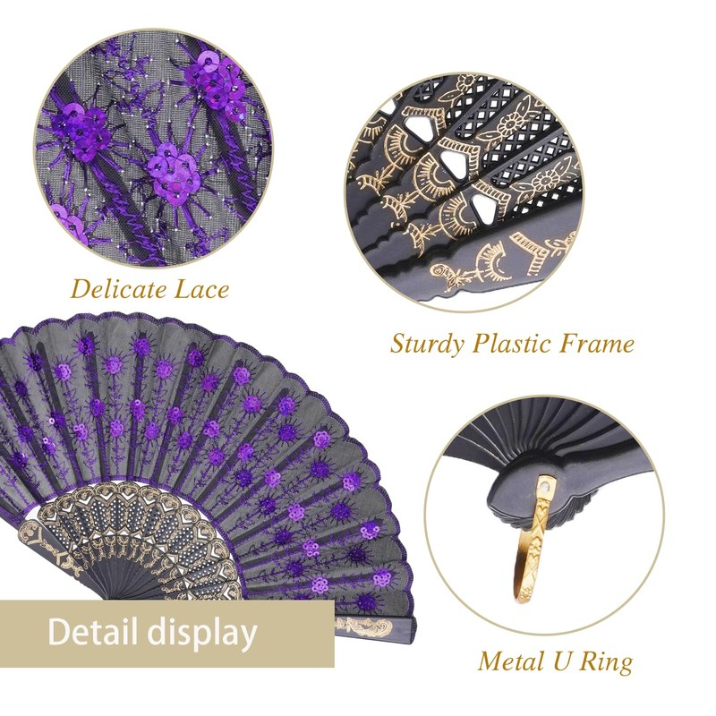 QIRMIZI 10 Pack Fabric Folding Handheld Fans, Perfect for Weddings,