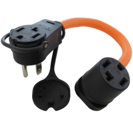AC WORKS 30-Amp 4-Prong Dryer Outlet 14-30 Piggy-Back Plug Adapter (To 4-Prong 220-Volt Dryer)