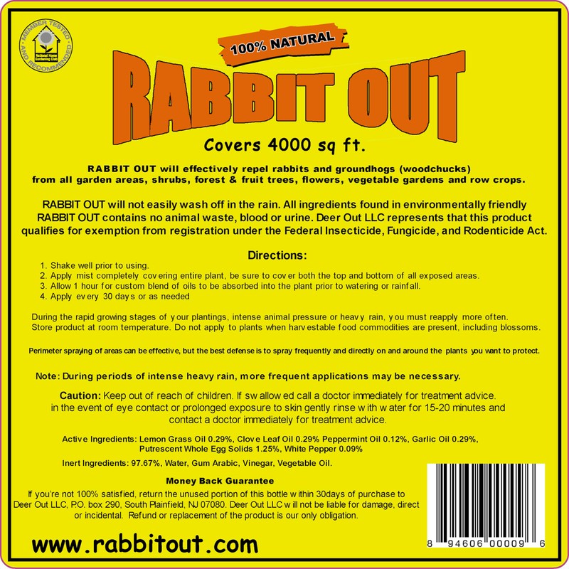 Rabbit & Groundhog Repellent: Rabbit Out 1 Gallon Ready-to-Use- Refill