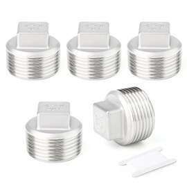 TAISHER 10PCS 304 Stainless Steel Outer Square Thread Socket Pipe Plug Fitting 1/2" NPT Male