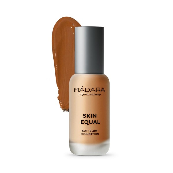MÁDARA Organic Skincare | Skin Equal Soft Glow Foundation SPF15#70 CARAMEL - 30ml, Lightweight mineral foundation, Longwear, Naturally-radiant skin finish and adjustable coverage, Ecocert certified.