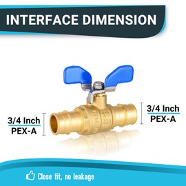 (Pack of 5) Seelink 3/4 Inch PEX-A Expansion Ball Valve with Butterfly Level, Brass Shut Off Valve for Pex-A Pipe Connection, ASTM F1960, Blue