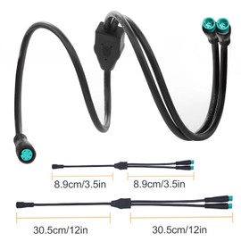 1T2 Y-Splitter Extension Wire with Julet Type 5pin Connector for Bike Headlight Cable in eBike Conversion Kits (5pin, 24" in Length, 2 Male to 1 Femal)