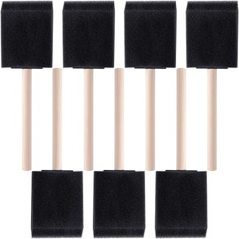 HINZIC 7 Pcs 2 inch Foam Paint Brushes Black Sponge Brushes Wood Handle Foam Brushes for Painting Varnishes DIY Craft Projects