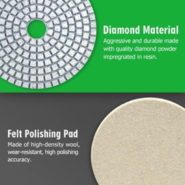 3 Inch Diamond Polishing Pads with M14 Backer Pad, 12PCS Wet/Dry Granite Stone Polish Pad Kit for Drill, Grinder, Polisher, 50-6000 Grit Diamond Sanding Pad for Concrete Marble Rock