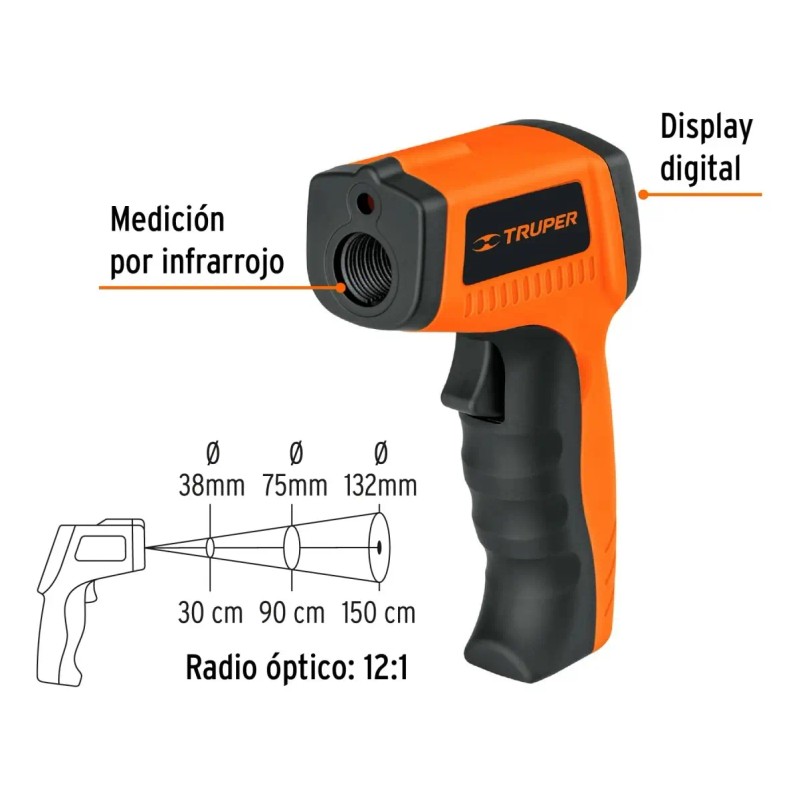 Medidor Infrarrojo Temperatura -50°c A 500°c TRUPER METE-500