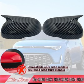 MUXEE Side Mirror Cover,for Kia Soul 2020 2021 2022 2023 2024 2025，Turn Signal housing Cover Sets car Accessories -Carbon Fiber（with Turn Signal Cutout）