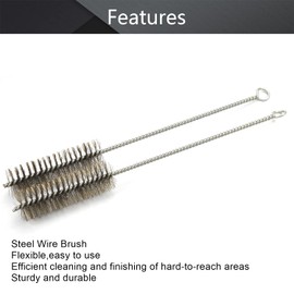 Utoolmart Tube Brush Kit Stainless Steel Wire Cleaning Brush Bottle Long-Handle Bristle Cleaning Tool 12" x 1.2", 2pcs