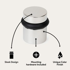 MEGA HANDLES Floor Door Stopper - Chrome Door Stopper Quickly Installed Wall Protector, Wall Protectors from Door Knobs, Door Stop Floor Mount with mounting Hardware - Polished Chrome - 1.5 Inch