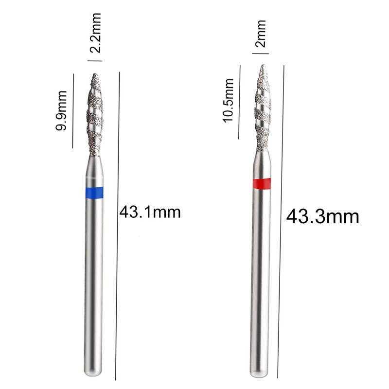 Acycoin2A 2PCS Tornado Flame Diamond Nail Drill Bit 3/32" Manicure