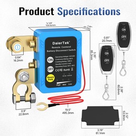 DaierTek Remote Battery Disconnect Switch 12V/24V 240A Kill Switch Automotive Cut Off Switches for Car Truck RV Boat