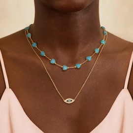 Jenosy Gold Chain Choker Necklace, 14K Gold Plated Lip Chain Long Necklace Delicate Fashion Choker Necklace Jewellery Gift for Women, Gold