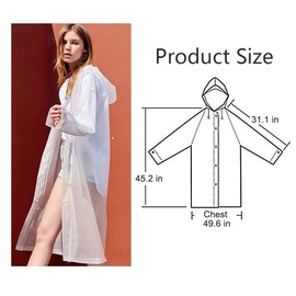 2 Pack Adult Portable Reusable Rain Poncho for Camping Hiking Travel Backpacking, White