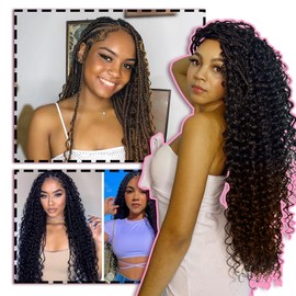 Boho Crochet Braids with Curly Ends, Crochet Hair, for Black Women, Goddess Braids, Boho Braids, Crochet Hair, Pre-looped (45.8 cm - 18 Inches (8 Pack), 1B/30#)