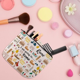 MYSOMY Italy Rome Travel Gift Rome Travel Makeup Bag Rome Journey Cosmetic Bag Rome Travel Souvenir Bag Rome Italy Bachelorette Makeup Bag (Going to Rome Bag)