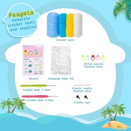 Namner Crochet Kit, Crochet Starter Kit with Step-by-Step Instruction Video Tutorials, Beginners Knitting Kit, Knitting Starter Kit for Adults, with Crochet Yarn, Crochet Hooks, Accessories - Blue