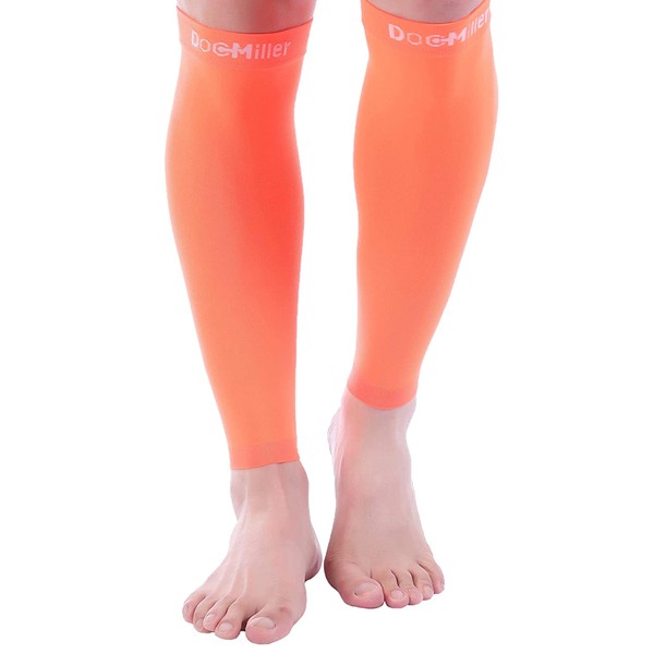 Doc Miller Premium Calf Compression Sleeve 1 Pair 20-30mmHg Graduated Support for Sports Running Circulation Recovery Shin Splints Varicose Veins (Orange, 5X-Large)