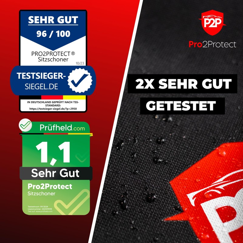 Pro2Protect Pro2Protect (2X Test SEHR GUT) Autositzschoner Vordersitze | WASSERDICHT