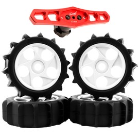 GDOOL 4 Pieces 1/8 Scale RC Buggy Paddle Tires Hex 17mm Wheels & 17MM Hex Nuts Sleeve Wrench Metal Tools for Traxxas Arrma Typhon 3S 6S Losi HPI Redcat Snow Sand Desert Off Road Car (White)