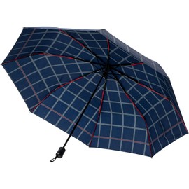 Sugihara SKO65433CH Folding Umbrella, Mini Color Glass Ribs, Check, 25.6 inches (65 cm), Fabric, Navy, Ribs, Red, Windproof, Durable, Lightweight, Gentleman, Large, Compact, Slim, Rain or Shine,