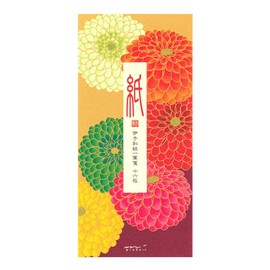 Midori 89594006 Single Pencil Notebook, Autumn Letter, Silk Pom Pom Chrysanthemum Pattern