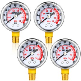 Xuhal 4 Pcs Air Pressure Gauge 1/8'' Male NPT Connection Air Gauge Lower Side Mount 1.57 Inch Dial Air Compressor Gauge for Air Tank Accessory, Waterproof, Stainless Steel Case (0-200 PSI)