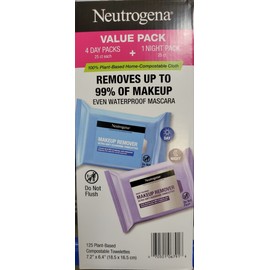 Neutrogena 125 VALUE PACK Neutrogena Makeup Remover Day Night Calming Cleansing PLANT BASED
