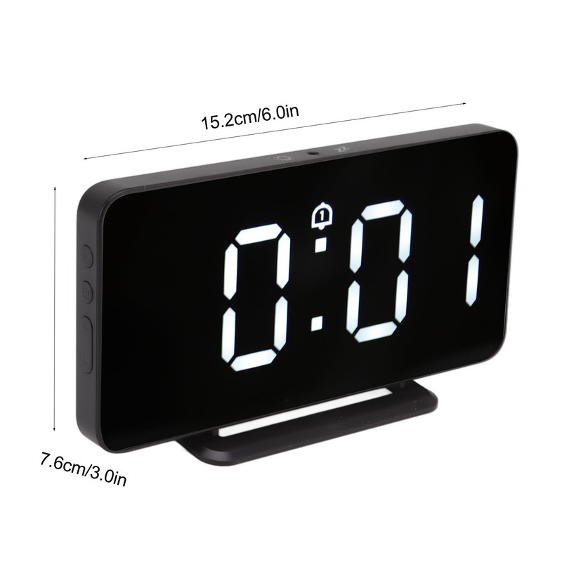 Digital Mirror Alarm Clock 5V Double Alarm Snooze Function LED
