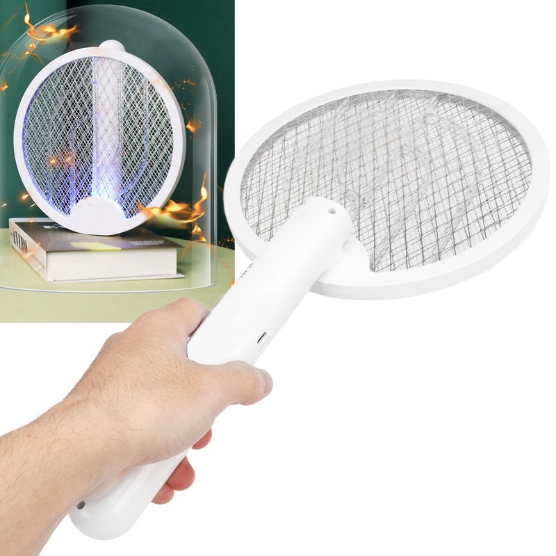 2 in 1 Electric Fly Swatter Rotatable Fly Killer Light