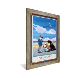 Northwest Art Mall Newport Oregon Doggie Snack Attack Rustic Metal Print on Reclaimed Barn Wood from Alla Prima Painting by Artist Joanne Kollman 8.5" x 11.5"