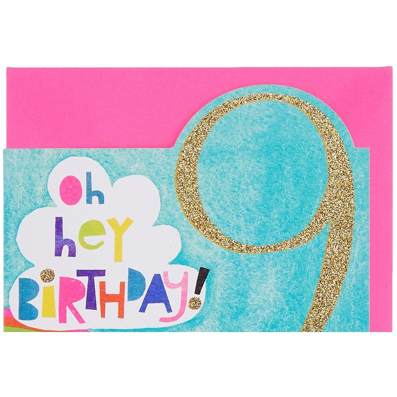 Rachel Ellen Girl Age 9 Today Birthday Card - Rainbow