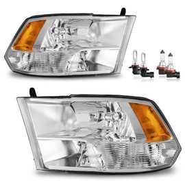 KarSpareHub Headlights W/Bulbs for 2009-2018 Dodge Ram 1500/2010-2018 Dodge Ram 2500 3500 Quad Pickup Driver & Passenger Side (Not Fit Factory Projector Style)
